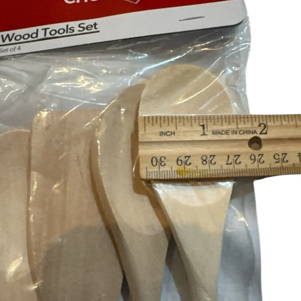 Chefstyle - Natural Wood Tools Set of 4 Kitchen Utensils Cooking Spoons Spatulas